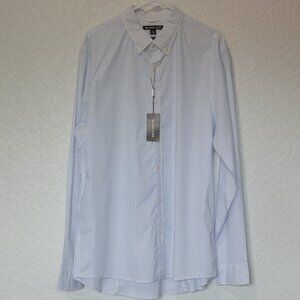 Mens Michael Kors White with Blue Trim Stretch Dress Shirt Size XXL